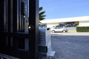 Photo electric safety beam sensor installed on automatic gate to prevent closing on vehicles