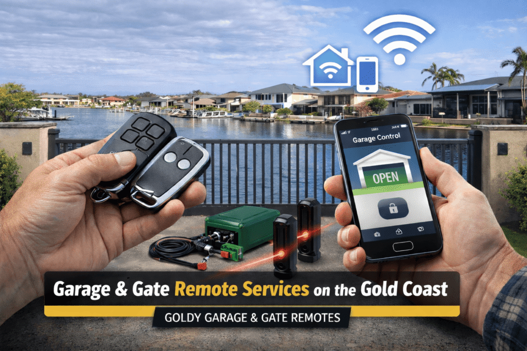 Garage and gate remote services including smart control and receiver installation at a residential waterfront property on the Gold Coast