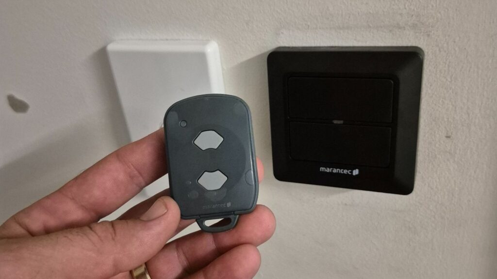 Marantec garage door remote and wall button control installed in Gold Coast home
